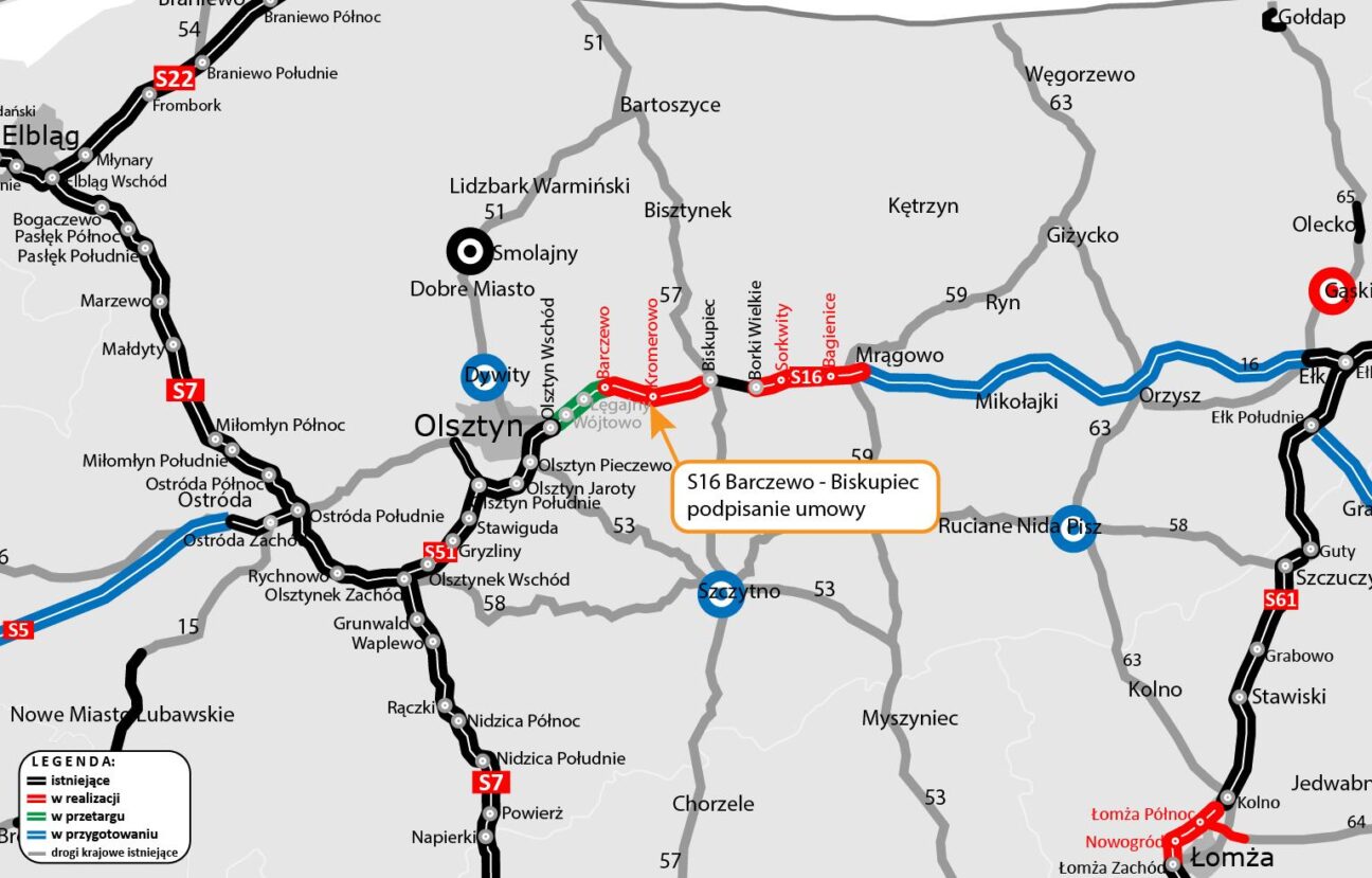 Nowa droga ekspresowa na Warmii i Mazurach. S16 zastąpi DK16